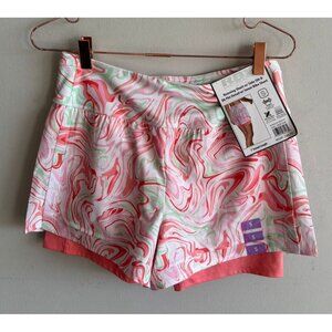 RBX Womens Side Slit BK PKT Athletic Running Inner Bike Shorts Multi Swirl Sz S